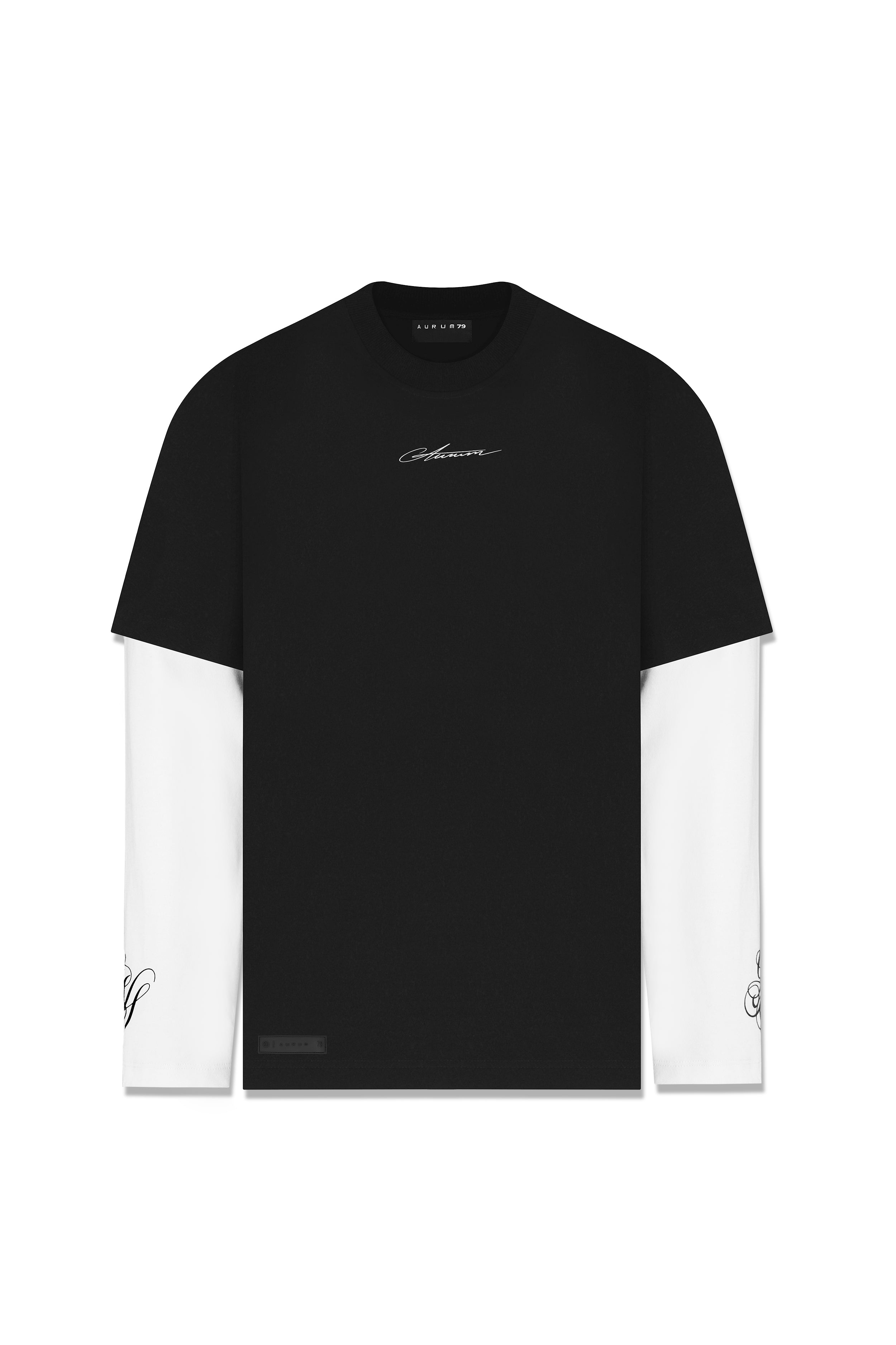 Double Gems Semi Oversized T-Shirt Negro/Blanco — AURUM 79