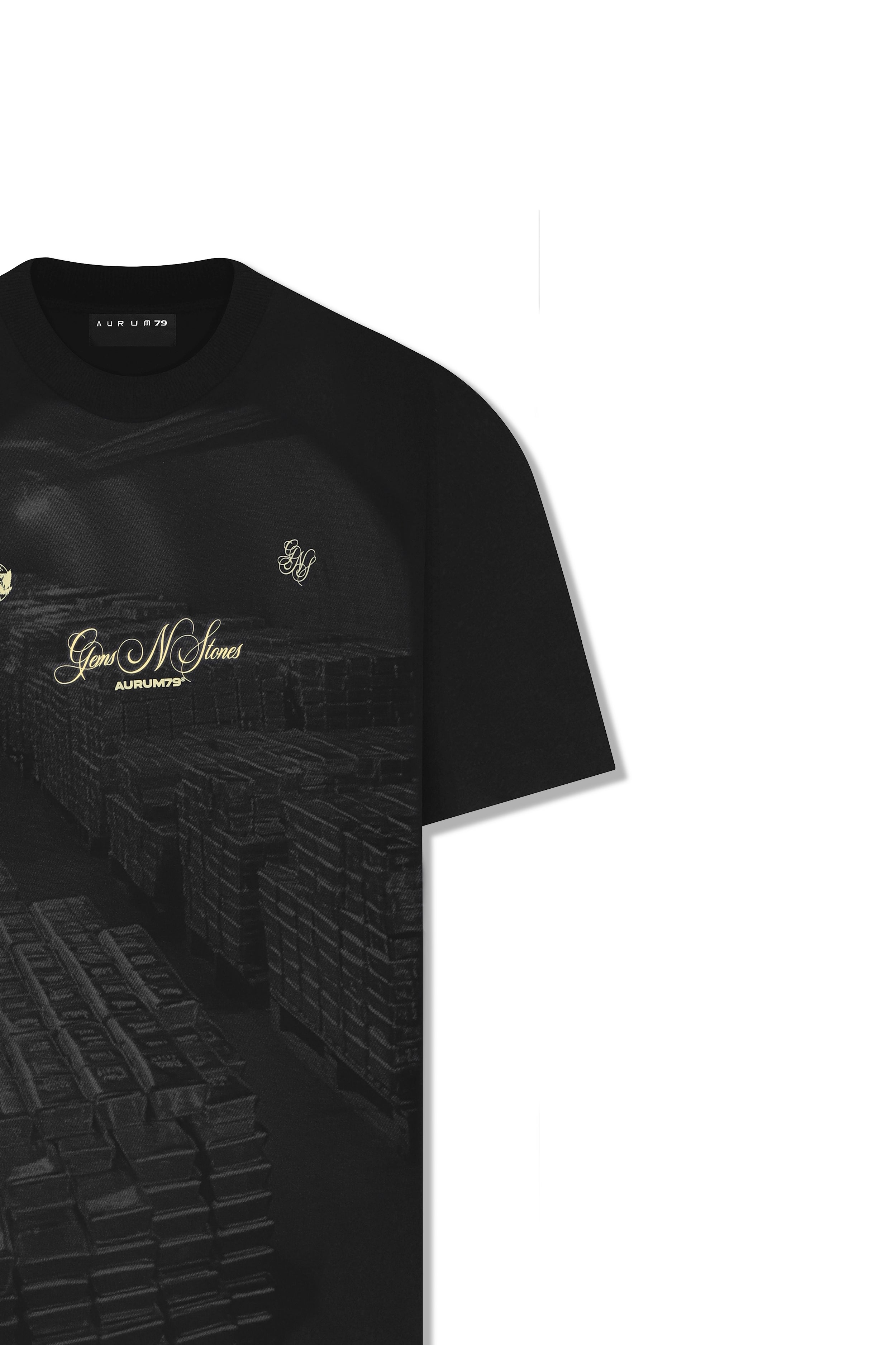 Gold Vault Oversized T-Shirt Negro — AURUM 79