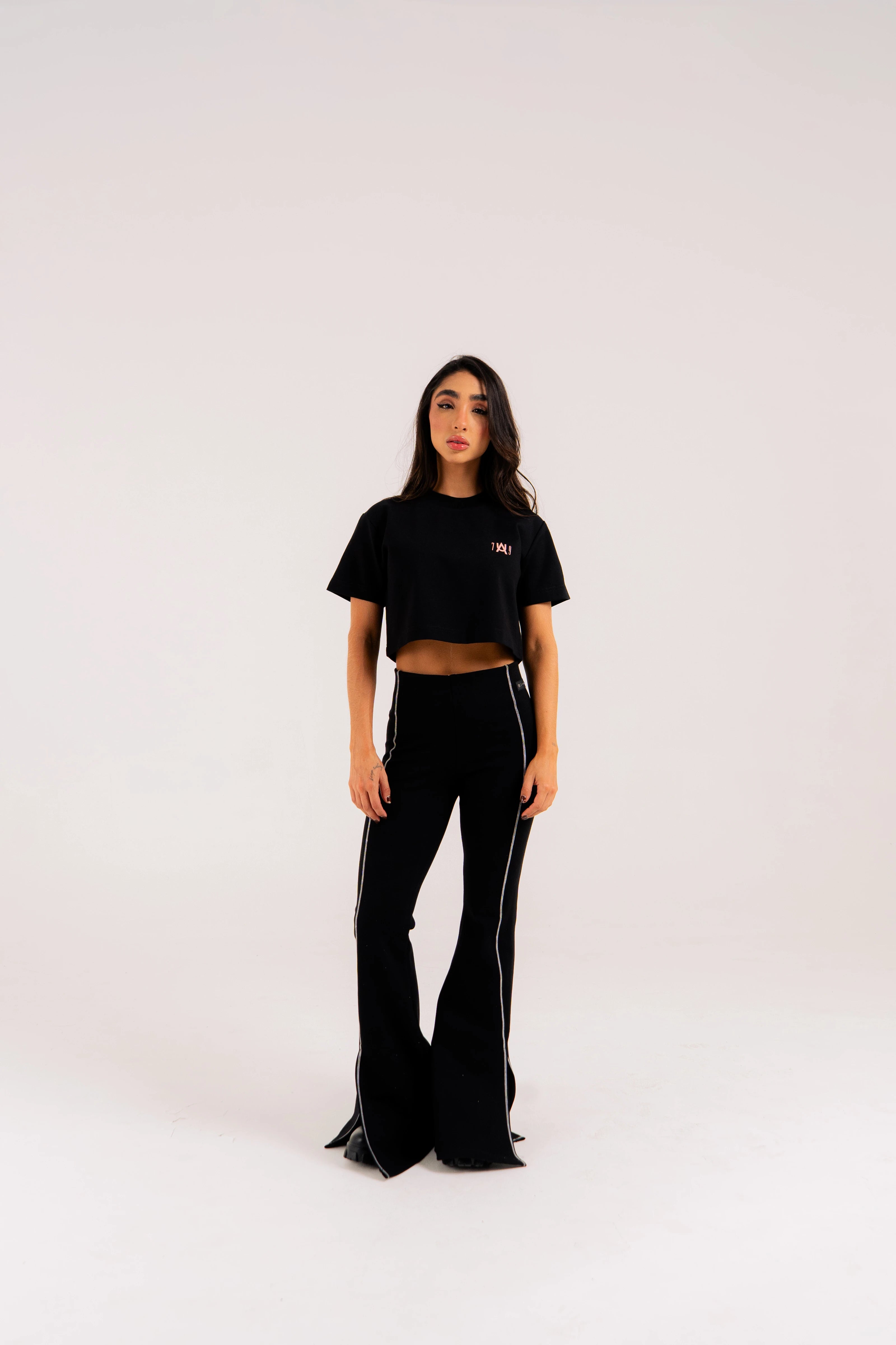 BLACK STARDUST CROP TOP