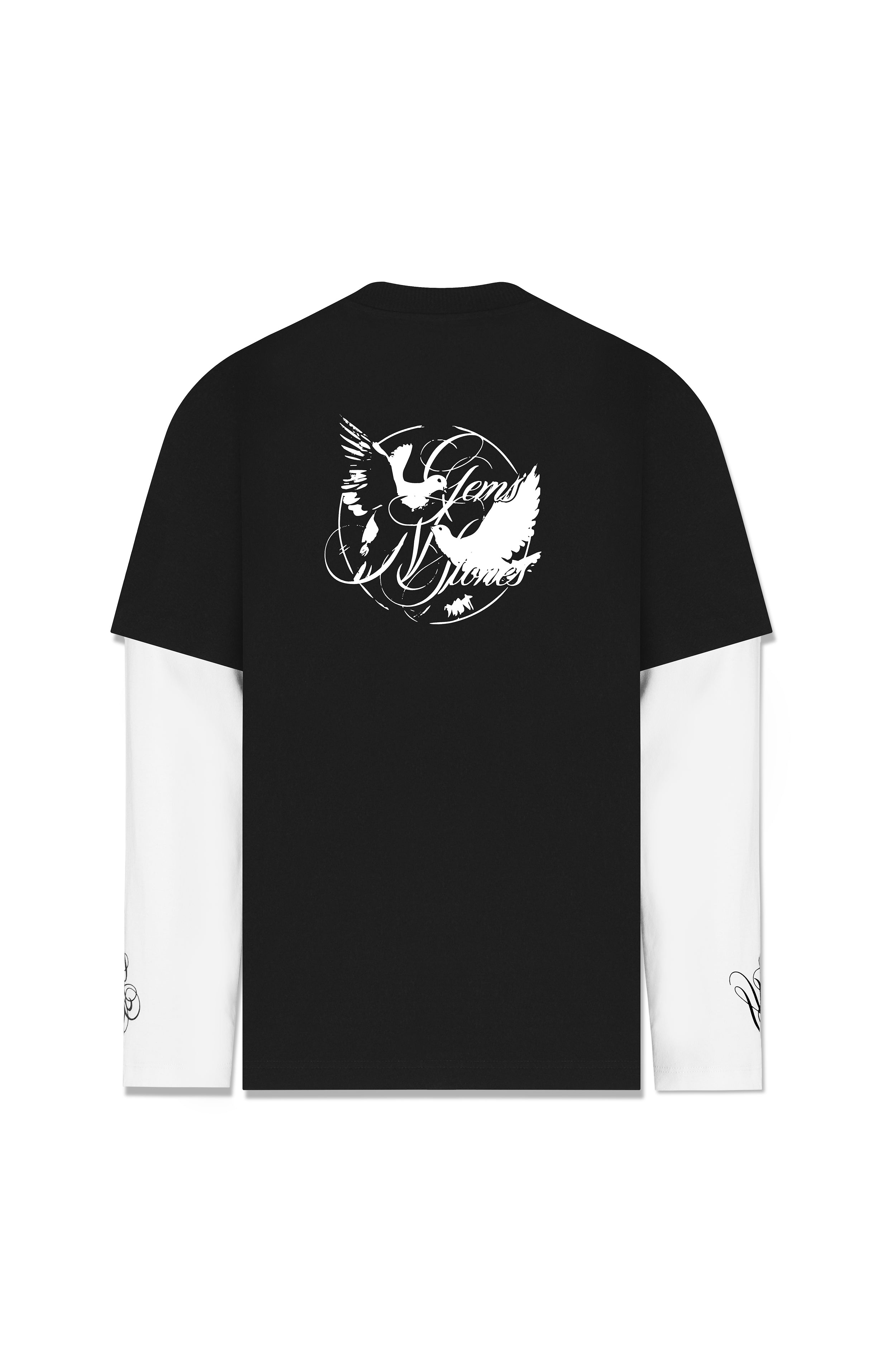 Double Gems Semi Oversized T-Shirt Negro/Blanco — AURUM 79