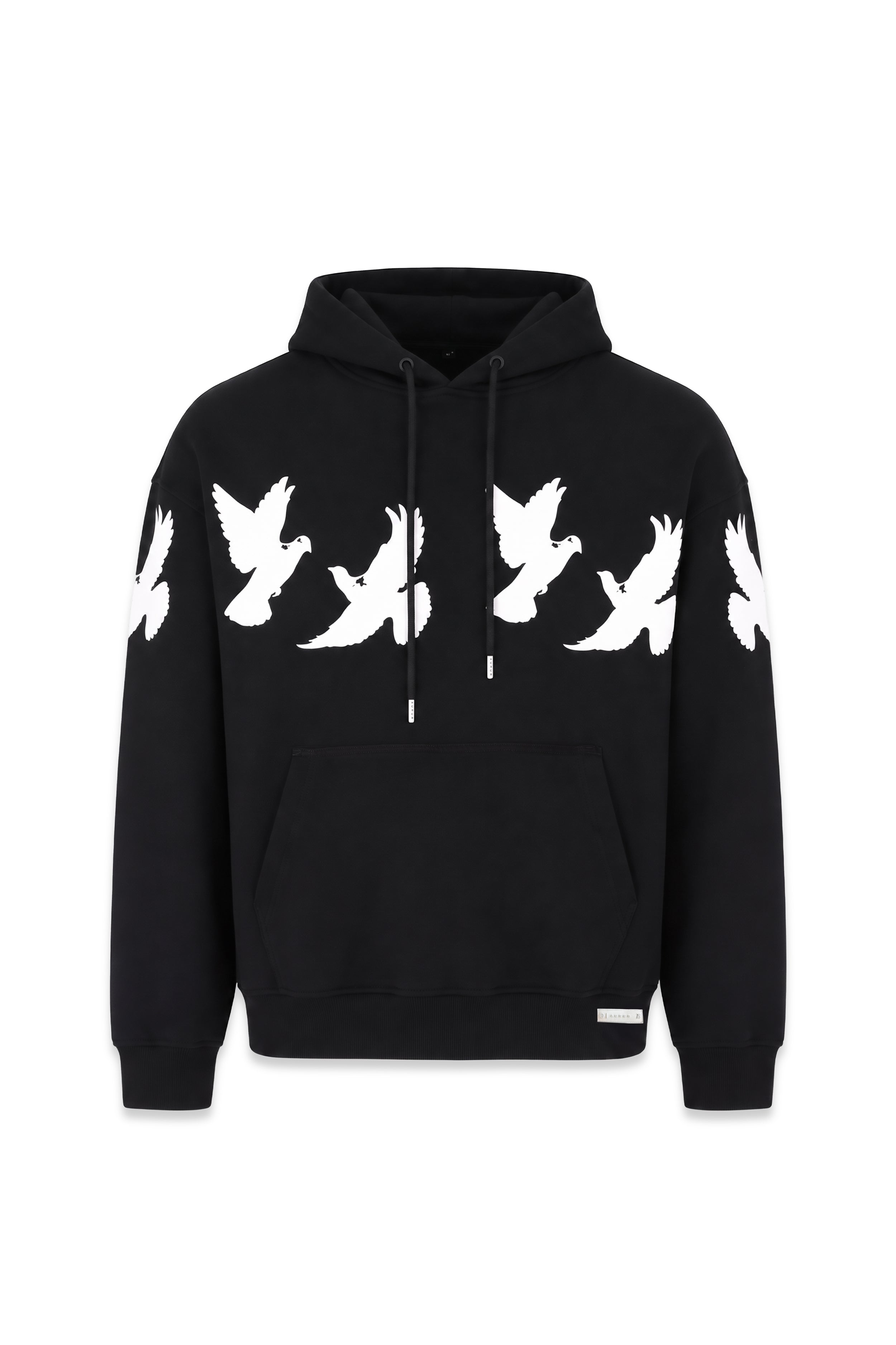 Flying Pigeons Boxy Fit Hoodie Negro — AURUM 79