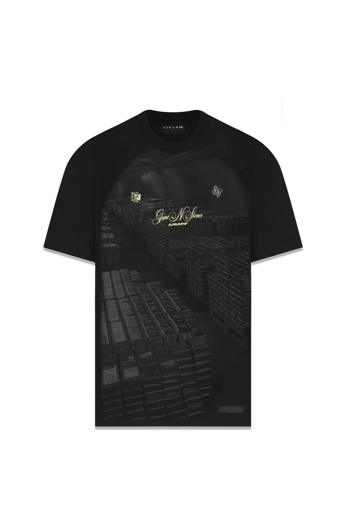 Gold Vault Oversized T-Shirt Negro — AURUM 79