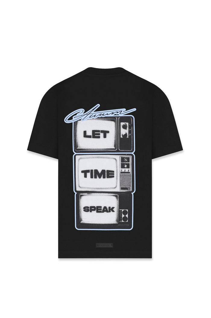 Time Speaks Semi Oversized T-shirt Negro — AURUM 79