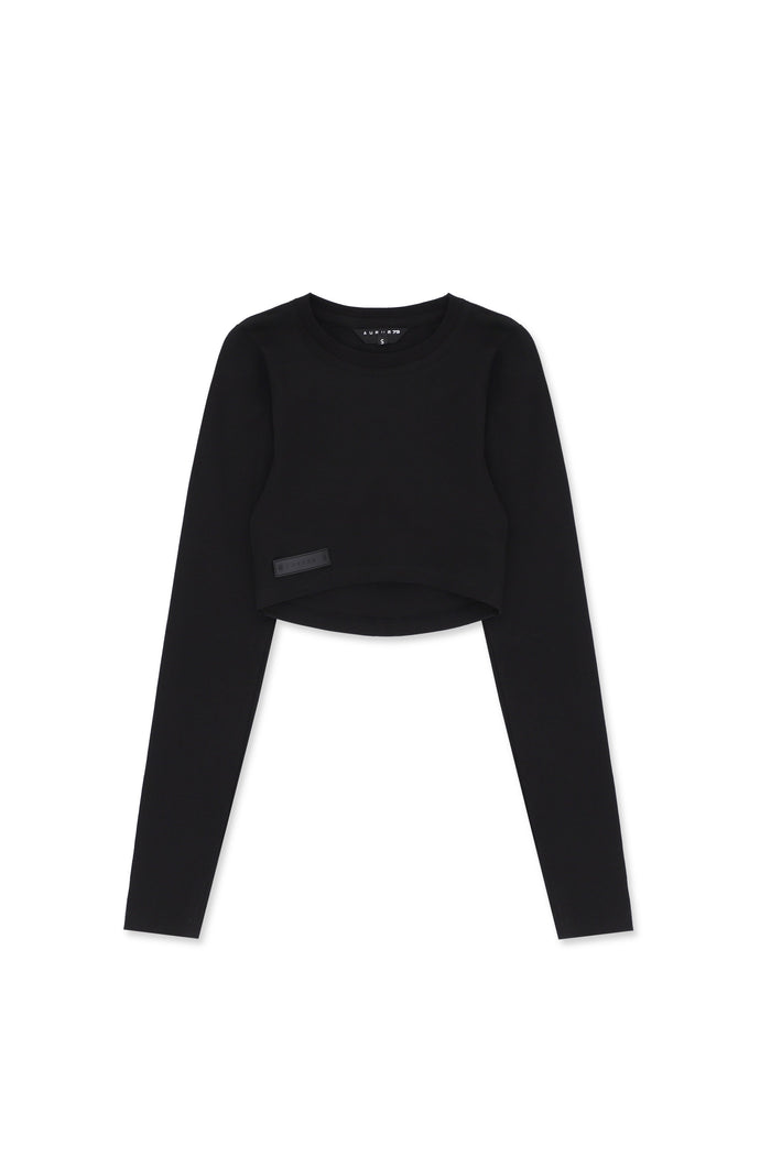 Timeless Long Sleeve Crop top Negro — AURUM 79