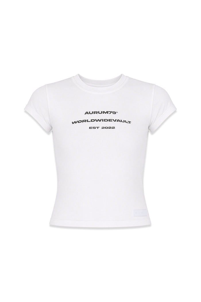 Worldwide Vault Slim Baby Tee Marfil — AURUM 79